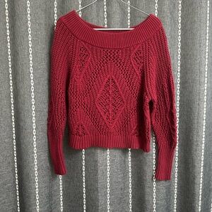 Express Maroon Cable Knit Sweater